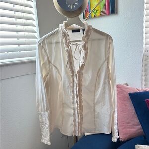 Apostrophe Cream Ruffled Blouse